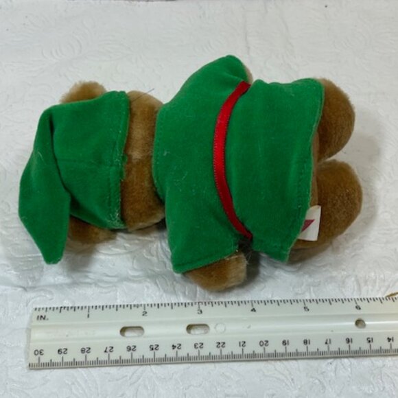 VTG Dakin '88 Mini Elf Bear Sitting Green Outfit Christmas Stuffed Plush Toy 5" - Picture 8 of 9